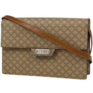 Celine Macadam Shoulder Bag canvas beige